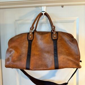 Portage. Brown & Black Leather Duffel/Travel/Gym Adjustable Crossbody strap